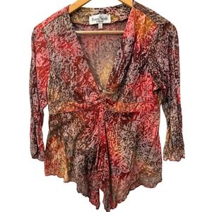 Ronni Nicole Y2K Mesh Babydoll Top Sheer Ruffle Asymmetrical Boho Fairy Women L